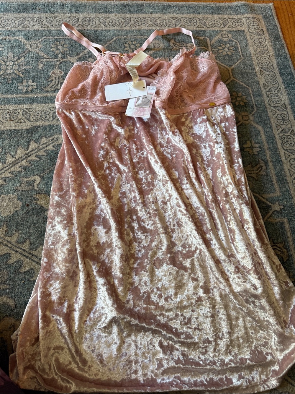 Jessica Simpson Blush Pink Velvet Lace Chemise